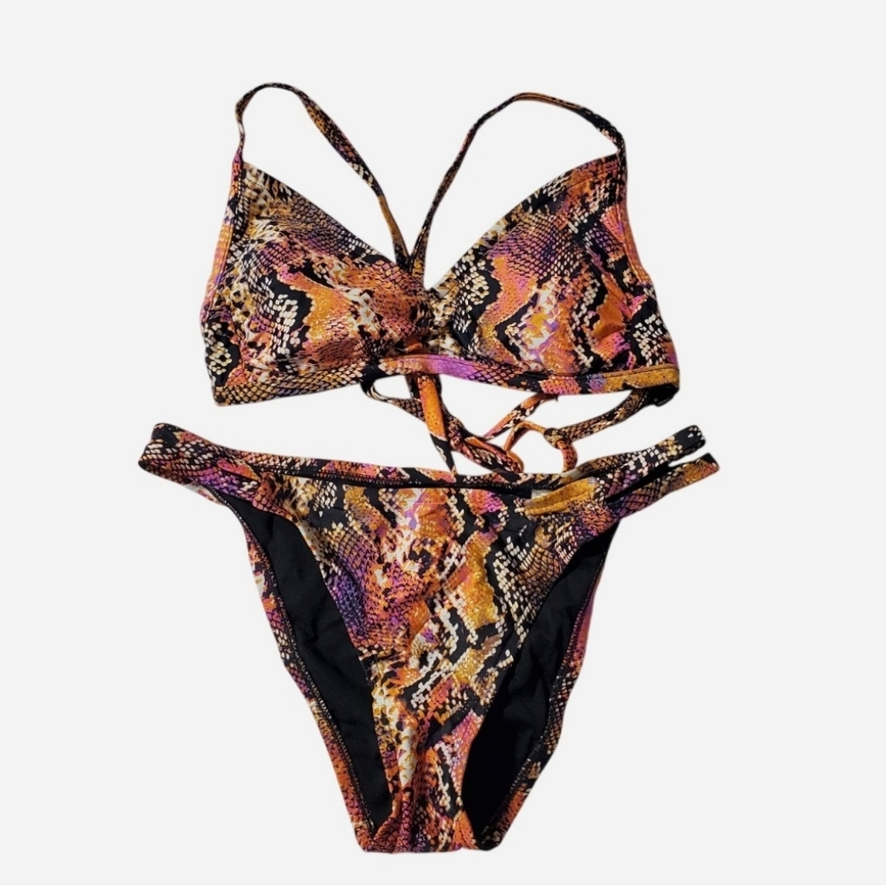 NWOT Shade & Shore Multicolor Snake Print Bikini Set